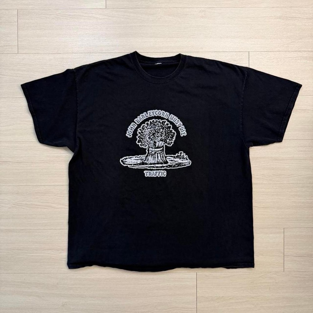 Vintage Traffic John Barleycorn Must Die Black Short Sleeve Band Shirt Mens XXL